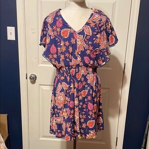 Signature by Robbie Bee Floral Dress - Navy and Pink